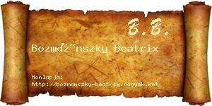 Bozmánszky Beatrix névjegykártya